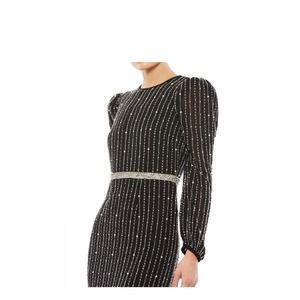 Mac Duggal Black Embellished Pearl Beaded Formal Midi Size 4